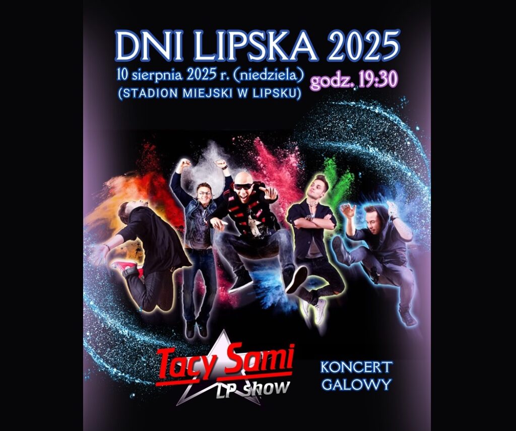 Baner promujący z podstawowymi informacjami o wydarzeniu (nazwa, data, miejsce) na kolorowym tle ze zdjęciem członków zespołu.