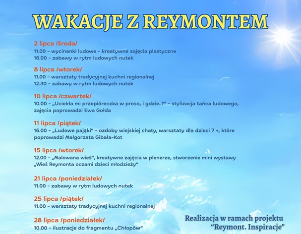 Baner promujący lipcowe zajęcia z podstawowymi informacjami (nazwa, data i prowadzący) na niebieskim tle.