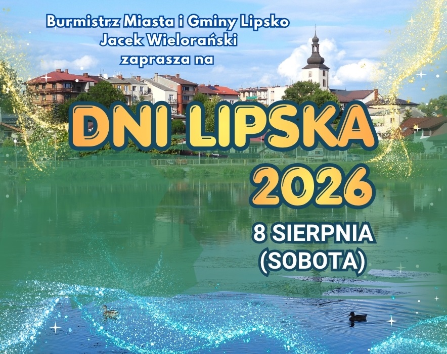 Baner promujący z podstawową informacją o wydarzeniu (nazwa, data pierwszego dnia) na kolorowym tle panoramy miasta ze świecącymi na żółto i niebiesko elementami graficznymi.
