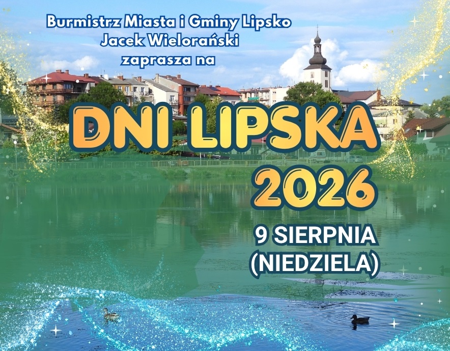 Baner promujący z podstawową informacją o wydarzeniu (nazwa, data drugiego dnia) na kolorowym tle panoramy miasta ze świecącymi na żółto i niebiesko elementami graficznymi.