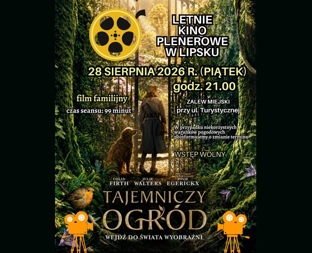 Baner promujący wydarzenie z podstawowymi informacjami (nazwa, tytuł filmu, krótki opis, data, godzina i miejsce) na kolorowym tle z kadrem filmu.
